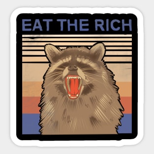 eat the rich distressed retro vintage funny raccoon Sticker